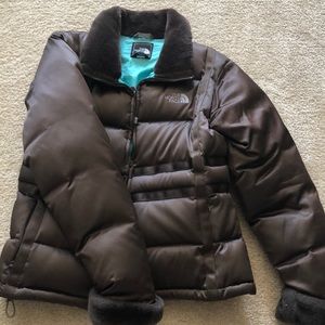 Northface down zip up jacket w teal interior